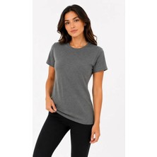 Artsviva Basic Tişört Bisiklet Yaka Kısa Kol Günlük Yazlık Slim Fit T-Shirt - Antrasit