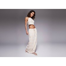 Merlot Halter Yaka Ekoseli Crop Üst