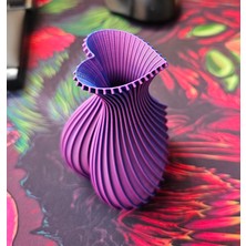 Mays 3D Studio Modern Spiral Tasarımlı 3D Baskı Dekoratif Vazo Mor Renk Minimal Masaüstü Obje