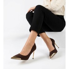 Shoegar Aliskahverengi Saten Stiletto Ayakkabı