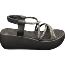 Taşçı Ayakkabı Ventes 581101Z Kadın Günlük Şık Taş Işlemeli 6 cm Kalın Taban Sandalet