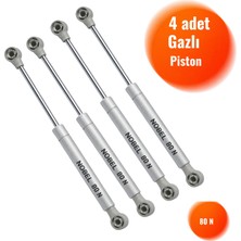 Nobel 4 Adet Dolap Kapak Pistonu, Gazlı Kapak Amortisörü, Piston Hidrolik Mutfak Dolabı (27CM 80N)