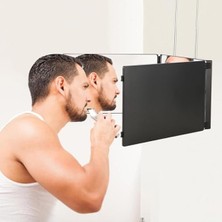 MarkEntegra 360 Derece 3 Yön Kişisel Saç Sakal Kesimi Berber Aynası - Teleskopik Duvar Askısı - Katlanabilir Tasarım - Makyaj, Sakal Saç Tasarımı, Kişisel Bakım Aynası