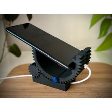 Mays 3D Studio Ayarlanabilir Dişli Telefon Standı Şarj Destekli 3D Baskı Masaüstü Telefon Tutucu