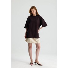 Rose Arya Kahve Oversize Kısa Kol Tshirt
