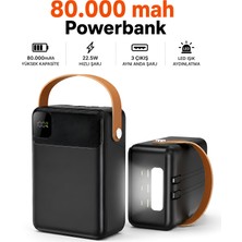 Dexmon 80.000 Mah Dev Kapasiteli Powerbank Pd 22.5W Hızlı Şarj Type-C LED Fenerli Kendinden Kablolu Taşıma Askılı