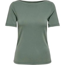 Only Kadın Kayık Yaka Yeşil T-Shirt - 15367559
