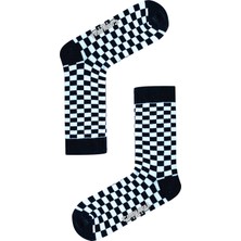 Carnaval Socks Siyah Beyaz Dama Desenli Renkli Çorap