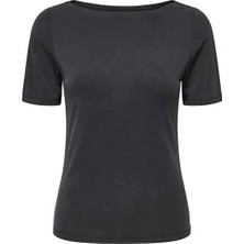 Only Kadın Kayık Yaka Siyah T-Shirt - 15367559