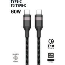 Intouch Type C Type C 60 W Örgü Data ve Şarj Kablosu 1m Siyah
