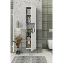 Biani Fix Arya ve Loft Uyumlu Banyo Boy Dolabı,Mdf,Mat Beyaz