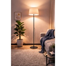 Luna Lighting Lucca Model Metal Ayaklı Bohem Lambader 145 cm Kumaş Başlıklı Salon Yatak Odası Köşe Aydınlatma