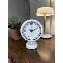 Zentime Premium Beyaz 25 x 20 cm Metal Masa Saati
