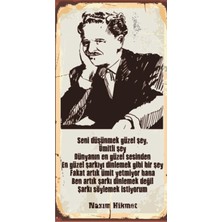 hediyeniburadabul Nazım Hikmet - Retro Ahşap Poster – Özel Koleksiyon – Hbb