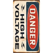 hediyeniburadabul Danger – High Voltaj- Retro Ahşap Poster – Özel Koleksiyon – Hbb