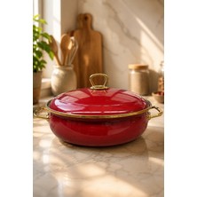 Pr Home Bordo Derin Bombeli Emaye Karnıyarık Pilav Tenceresi 26 cm