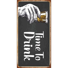 hediyeniburadabul Time To Drink - Retro Ahşap Poster – Özel Koleksiyon – Hbb
