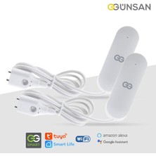 Gunsan Günsan 2'li Akıllı Wifi Su Kaçağı Dedektörü (Kablolu) Tuya & Smart Life Uyumlu (2 Adet)