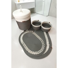 Kaan Home El Yapımı Dekoratif Örgülü Model 5'li Banyo Seti 2’li Paspas 50X80 cm ve 40X60 cm + Sepetler 18X18 cm & Çamaşır Sepeti 35X33 cm