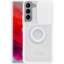 Marsilyan Sm Galaxy S21 Plus - S30 Plus Kılıf Sürgülü Kamera Lens Korumalı Yüzük Standlı Silikon Kılıf