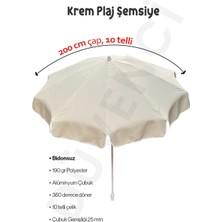 Belde Şemsiye - F 200 Akrilik - Düz Krem Plaj Şemsiyesi 2 Metre Gölgelik Alanı Katlanır Ve Eğilebilir 