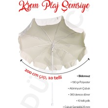 Düvenci Toptan Krem Renkli Plaj Şemsiyesi 200 Cm Kalın Polyestser Kumaş 4 Kişilik Balkon Bahçe