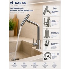 Vitkar Su Paslanmaz Çelik Mutfak Eviye Bataryası Tek Kollu Modern Evye Musluğu