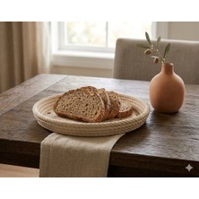 Alpin Store Dekoratif Ahşap Bej Renk Ip Kase Organik Biyo-Bozunur Düzenleyici Tepsi 18X18X4.4 cm