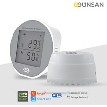 Gunsan Günsan Akıllı Wifi Sıcaklık & Nem Sensörü + Akıllı Wifi Su Kaçağı Dedektörü (Zemin) Tuya & Smart Life Uyumlu