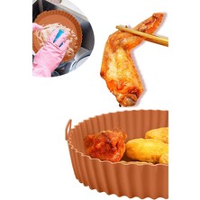 Hereveoyuncak Renkli Isıya Dayanıklı Yıkanılabilir Silikon Fırın ve Airfryer Yuvarlak Pişirme Matıı 20 cm - Vizon