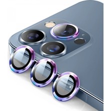 Marsilyan Ally Iphone 13 Pro -13 Pro Max 3D Metal Çerçeveli Kamera Lens Koruyucu