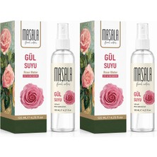Masala 2 Adet Saf Gül Suyu 125 ml %100 Doğal Yağlı Hidrosol - Tonik Rose Floral Water Hydrosol Tonic