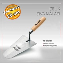 Sara S607 Ahşap Saplı Çelik Inşaat Sıvacı Malası Yay Çeliği 20 cm Mala
