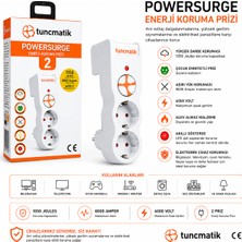 Tuncmatik Tunçmatik Powersurge 2'li Akım Korumalı Priz Beyaz