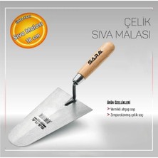 Sara S505 Ahşap Saplı Çelik Inşaat Sıvacı Malası Yay Çeliği 18 cm Mala