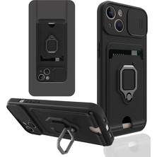 Mrs-  iPhone 14 Plus Kılıf Zuma Kartvizitli Yüzüklü Silikon - Siyah -548484