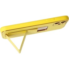 Mrs-  iPhone 12 Kılıf Coco Deri Standlı Kapak - Sarı -548484
