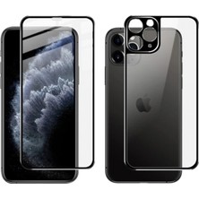 Marsilyan Iphone 11 Pro Metal Çerçeve Ön Arka 3D Full Tempered Cam Koruyucu