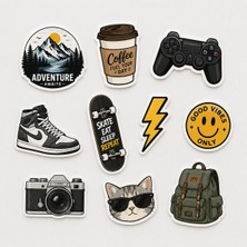 Moduler Market Sticker Set Laptop Termos Vinil Cikartma Su Gecirmez