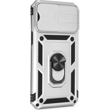 Mrs-  iPhone 14 Pro Kılıf Pars Lens Yüzüklü Silikon - Gümüş -548484