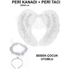 Mrs- Beyaz Dantel Tüllü Peri Kanadı ve Peri Tacı Seti 45X40 cm -548484