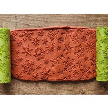 Atölye Dekupaj Model 190 -Kar Taneleri Deboss & Emboss İkili Set - Polimer Kil Seramik Çamuru Doku Oklavası