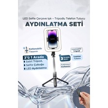 Ensiga LED Selfie Çerçeve Işık Tripod Bluetooth Kumandalı Telefon Tutuculu Video Fotoğraf Işığı