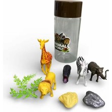 PopŞeker Vahşi Doğanın Gizemini Keşfedin: Silindir Kutuda 8 Parça 9 cm Safari Hayvanları Seti!
