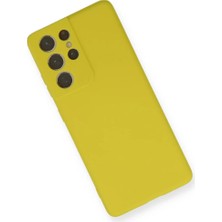 Mrs-  Samsung Galaxy S21 Ultra Kılıf Nano Içi Kadife Silikon - Sarı -548484