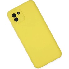 Mrs-  Samsung Galaxy A03 Kılıf Nano Içi Kadife Silikon - Sarı -548484
