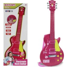Mrs- Elektronik Ayaklı Mikrofonlu Pembe Gitar -548484