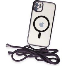 Mrs-  iPhone 11 Kılıf Divo Lazer Askılı Magsafe Kapak - Derin Mor -548484