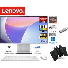 Lenovo ıdeacentre 27ARR9 Aıo Ryzen7 7735HS 32GB 512GB SSD Bulut Gri W11PRO 27" Fhd All In One Bilgisayar Duddı Mousepad+Usbbellek
