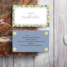 Sumicorn Design Papatya Desenli Mavi Arkalı Önlü Işletme Teşekkür Kartı Hediye Kartı Thank You Card 100 Adet